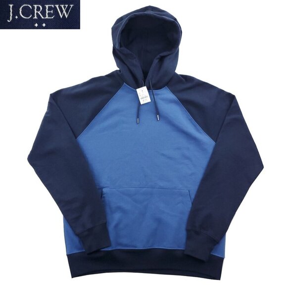 J. Crew Authentic Fleece Hoodie Colorblock Pullover Men's Large NWT - Picture 1 of 12